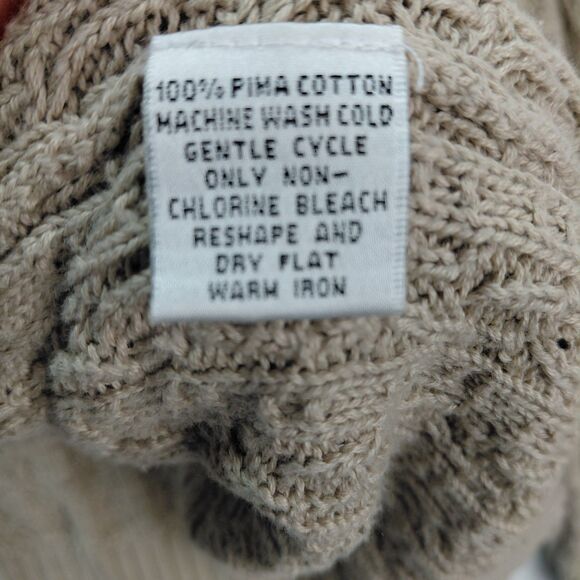 Talbots Womens Button Up Cable Knit Cardigan Sweater Size 2X Tan Pima Cotton - Picture 8 of 10